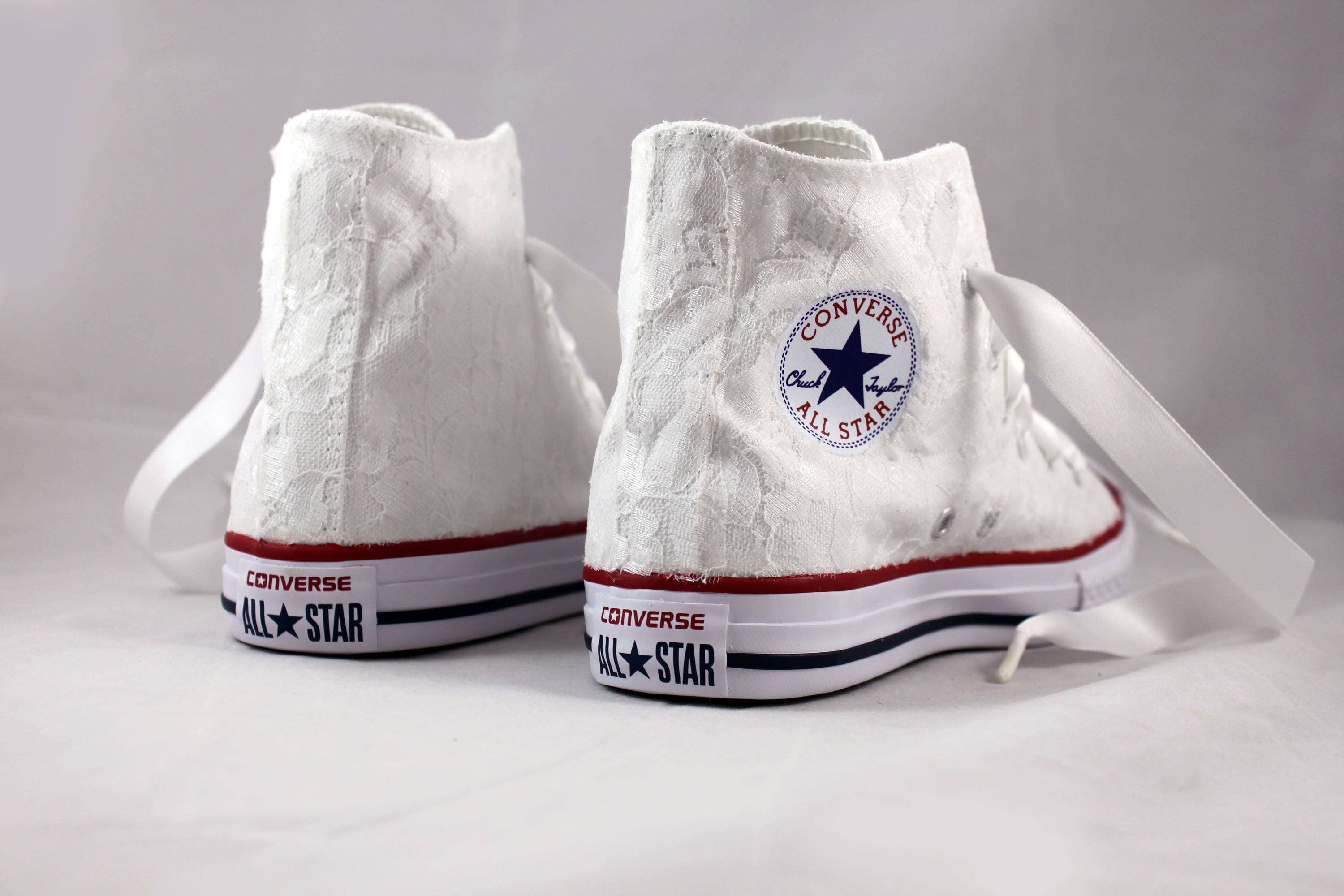 Lace High Top Converses Bridal Converses Wedding Tennis shoes
