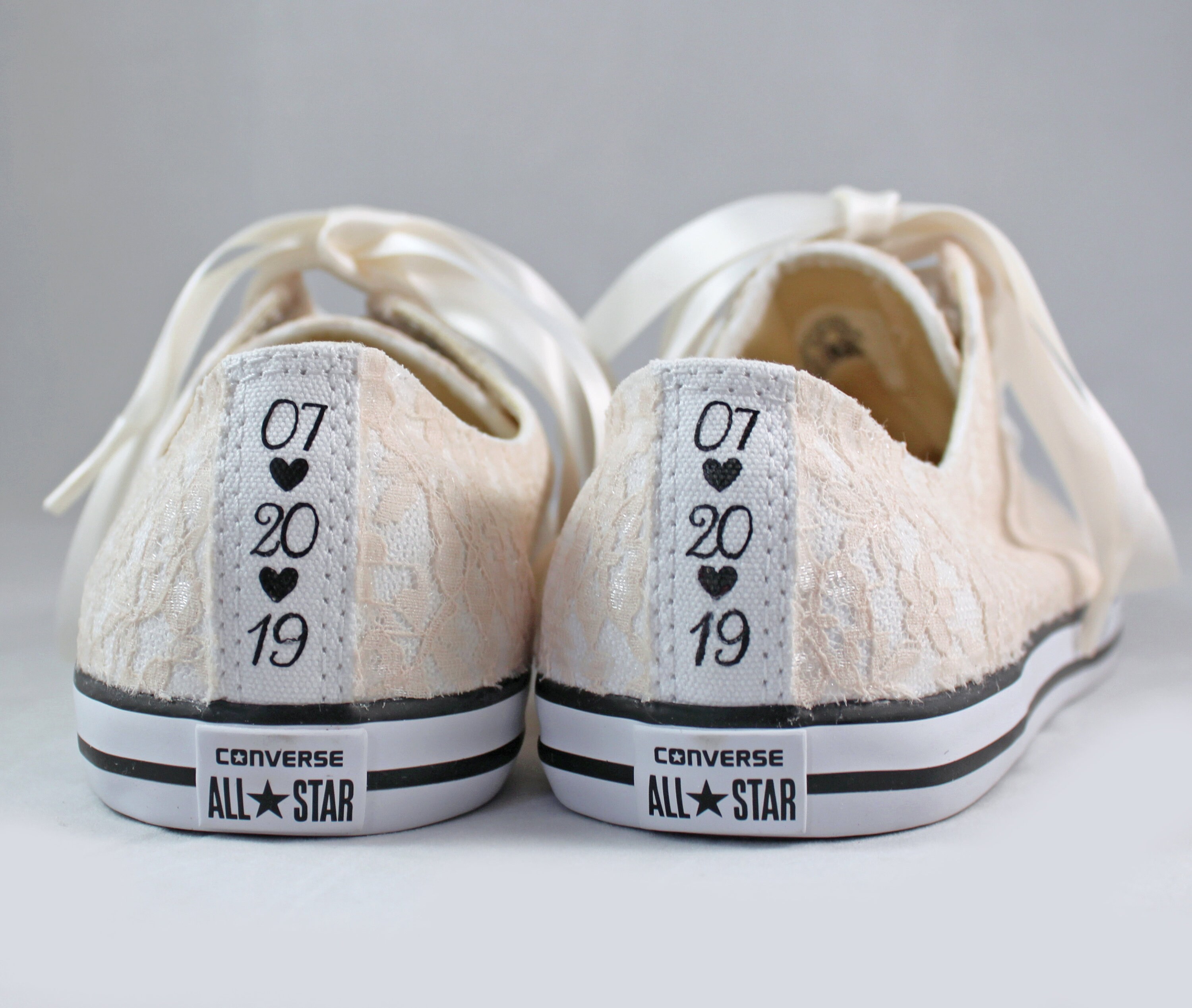 Champagne Lace Wedding Converse Custom Text Champagne