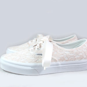 Champagne Or Ivory Lace Bridal Vans Lace Vans Wedding Tennis shoes Wedding Vans image 6