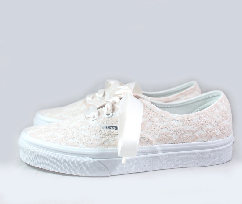 Champagne Or Ivory Lace Bridal Vans Lace Vans Wedding Tennis shoes Wedding Vans image 6