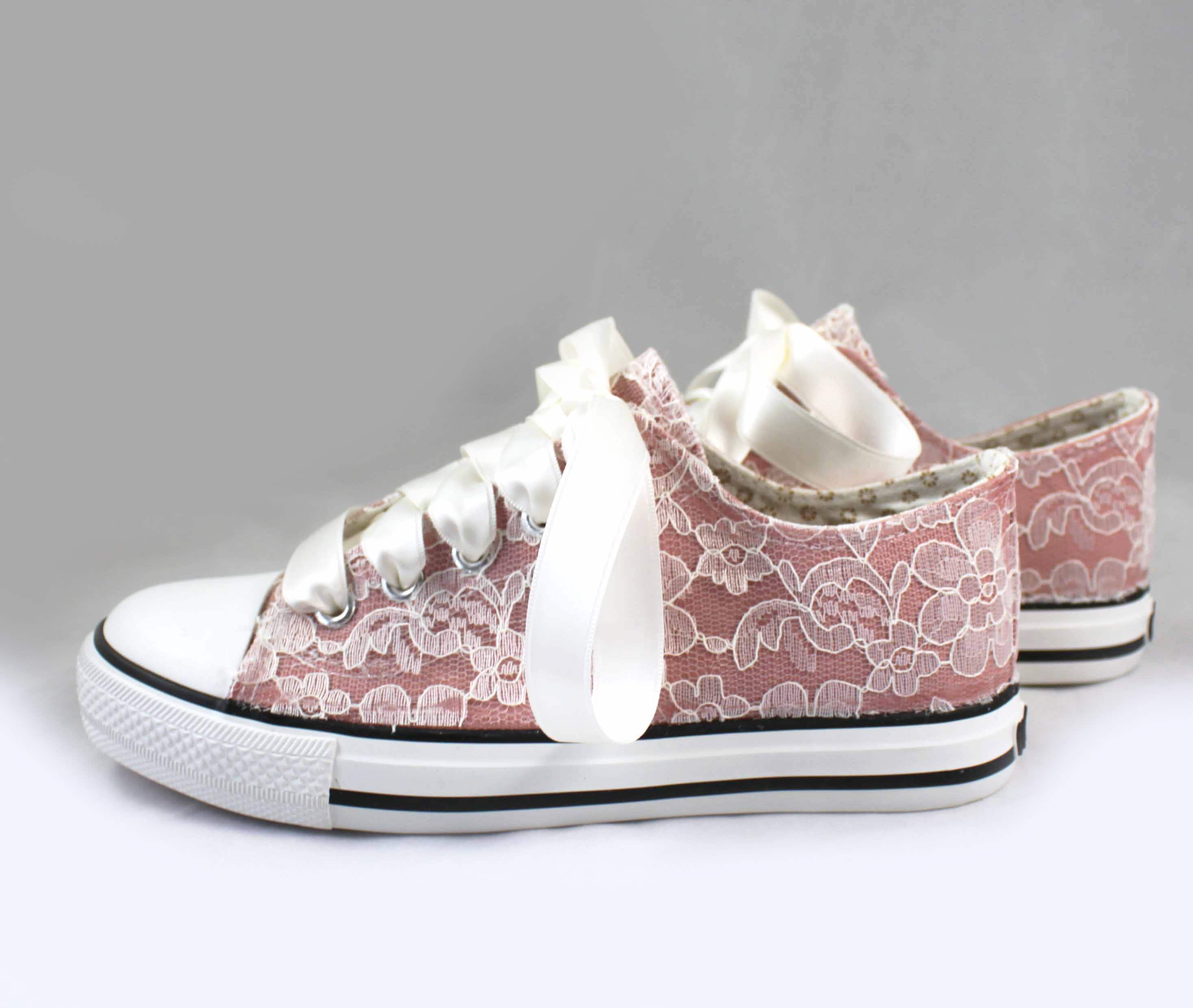Flower Girl Blush wedding Sneakers Lace wedding sneakers kids
