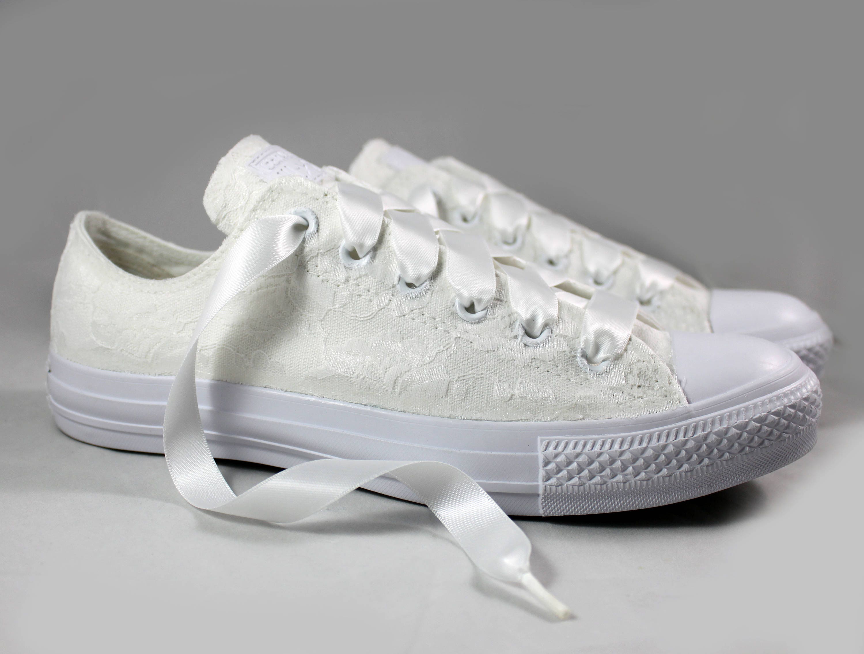 Custom White Lace Little Girl Converses for Brenna Lace Converse