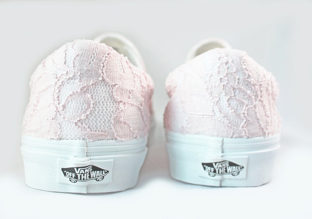 Blush Lace Bridal Vans Slip on lace Vans Wedding Tennis Shoes