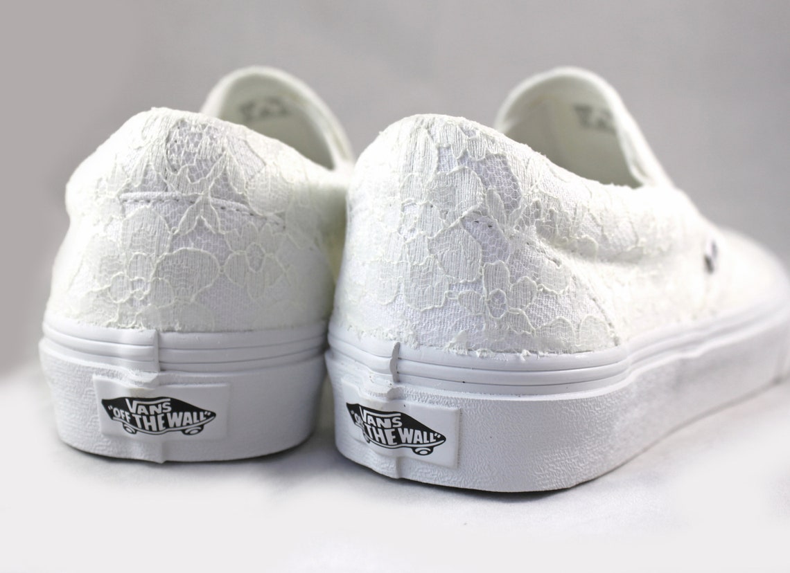 Lace Bridal Vans Slip On Lace Vans Wedding Tennis shoes | Etsy