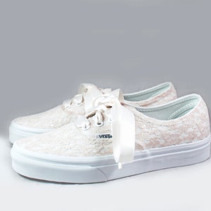 Champagne Or Ivory Lace Bridal Vans Lace Vans Wedding Tennis shoes Wedding Vans image 5