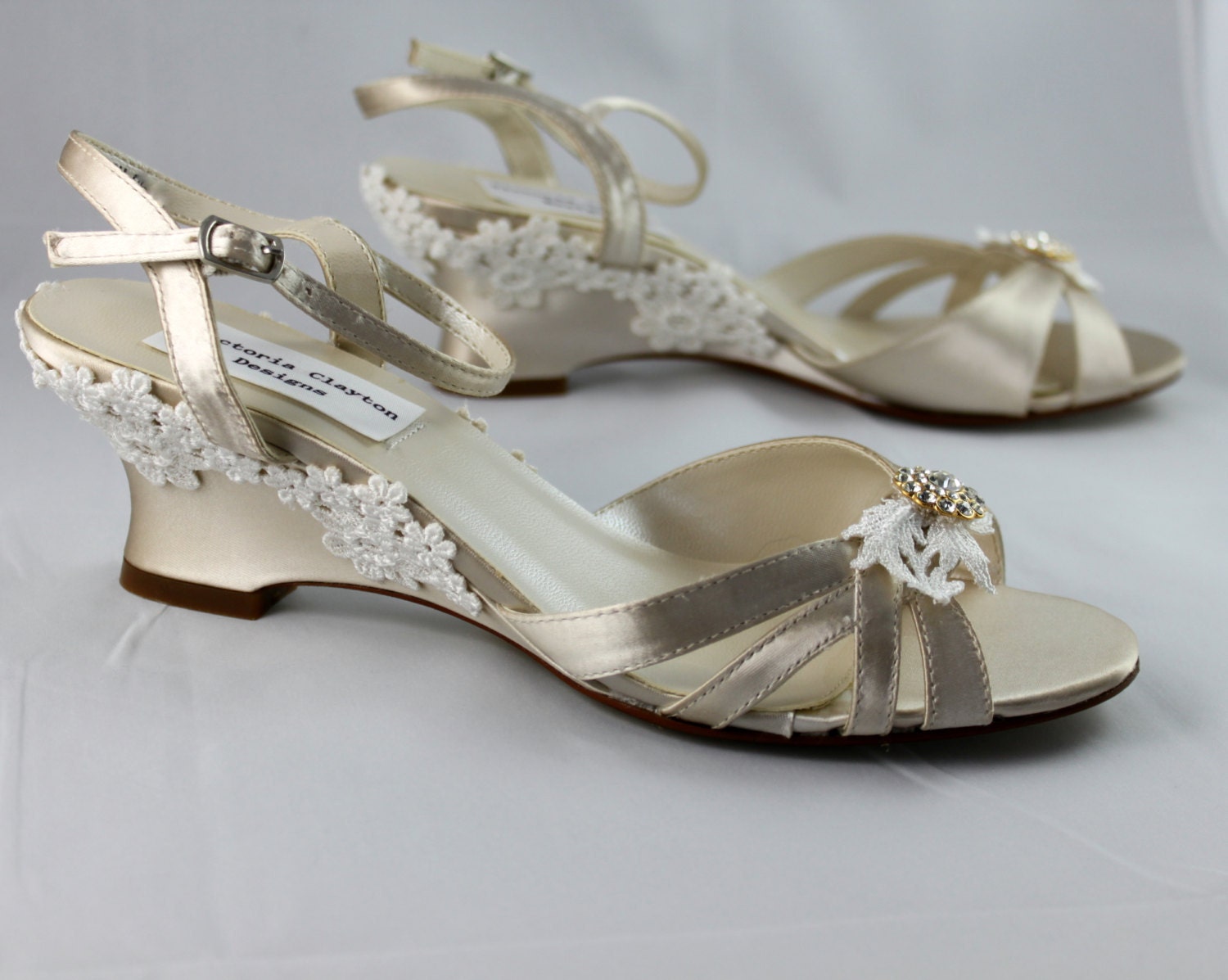 Champagne Wedding wedge Low wedge heels Size 9 Sale