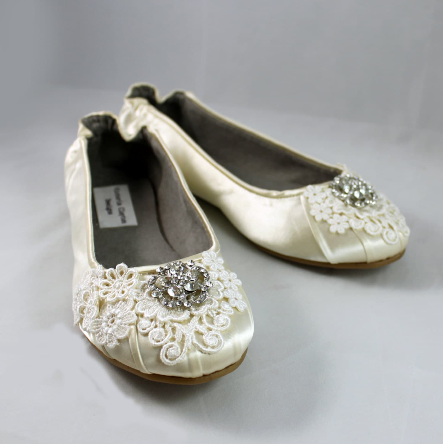 Ivory Lace Wedding Flat Size 7 SALE Wedding Ballet Flats with crystal