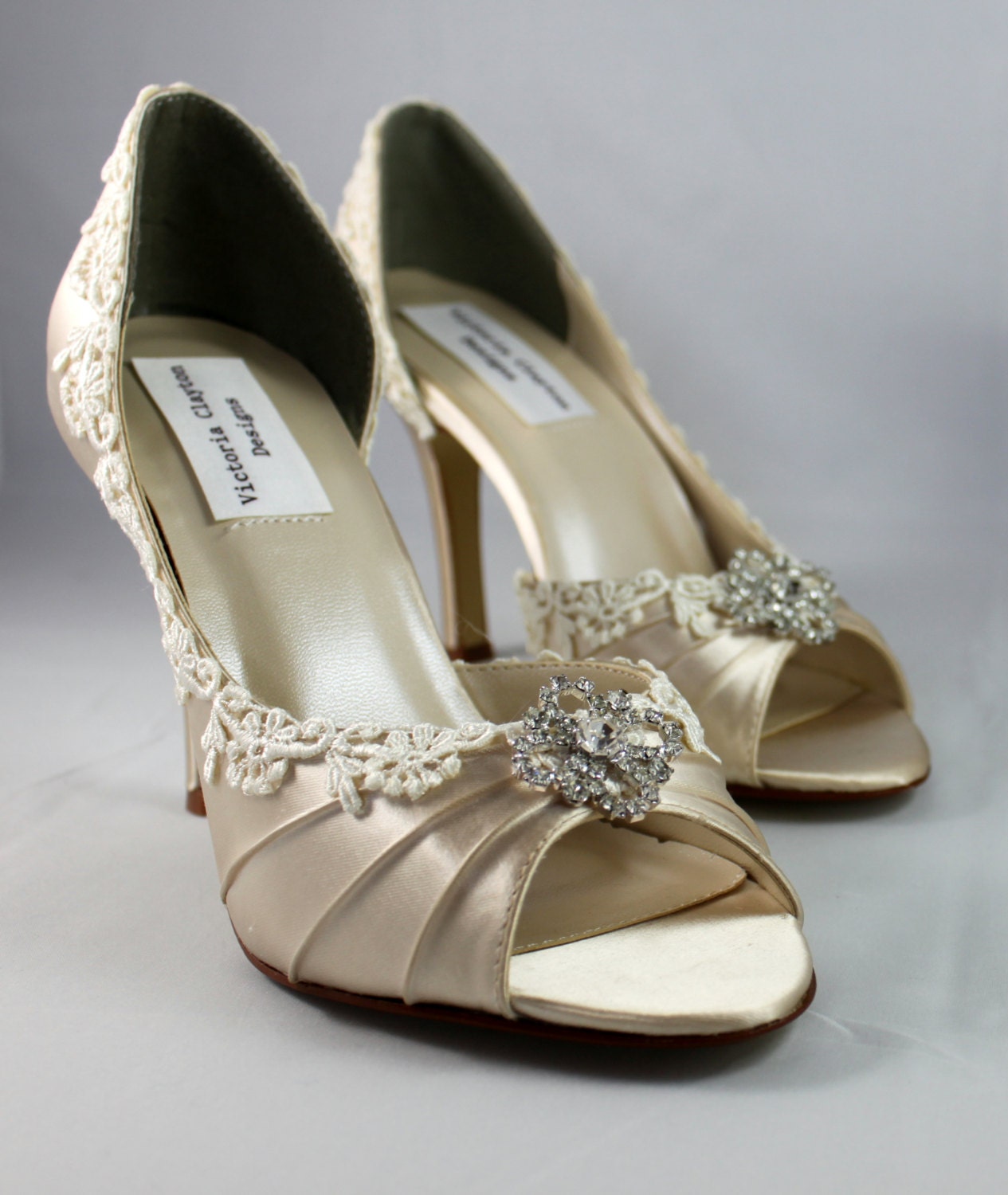 wide width champagne heels