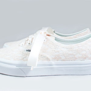 Champagne Or Ivory Lace Bridal Vans Lace Vans Wedding Tennis shoes Wedding Vans image 2