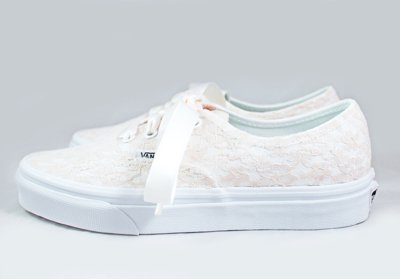 Champagne Or Ivory Lace Bridal Vans Lace Vans Wedding Tennis shoes Wedding Vans image 2