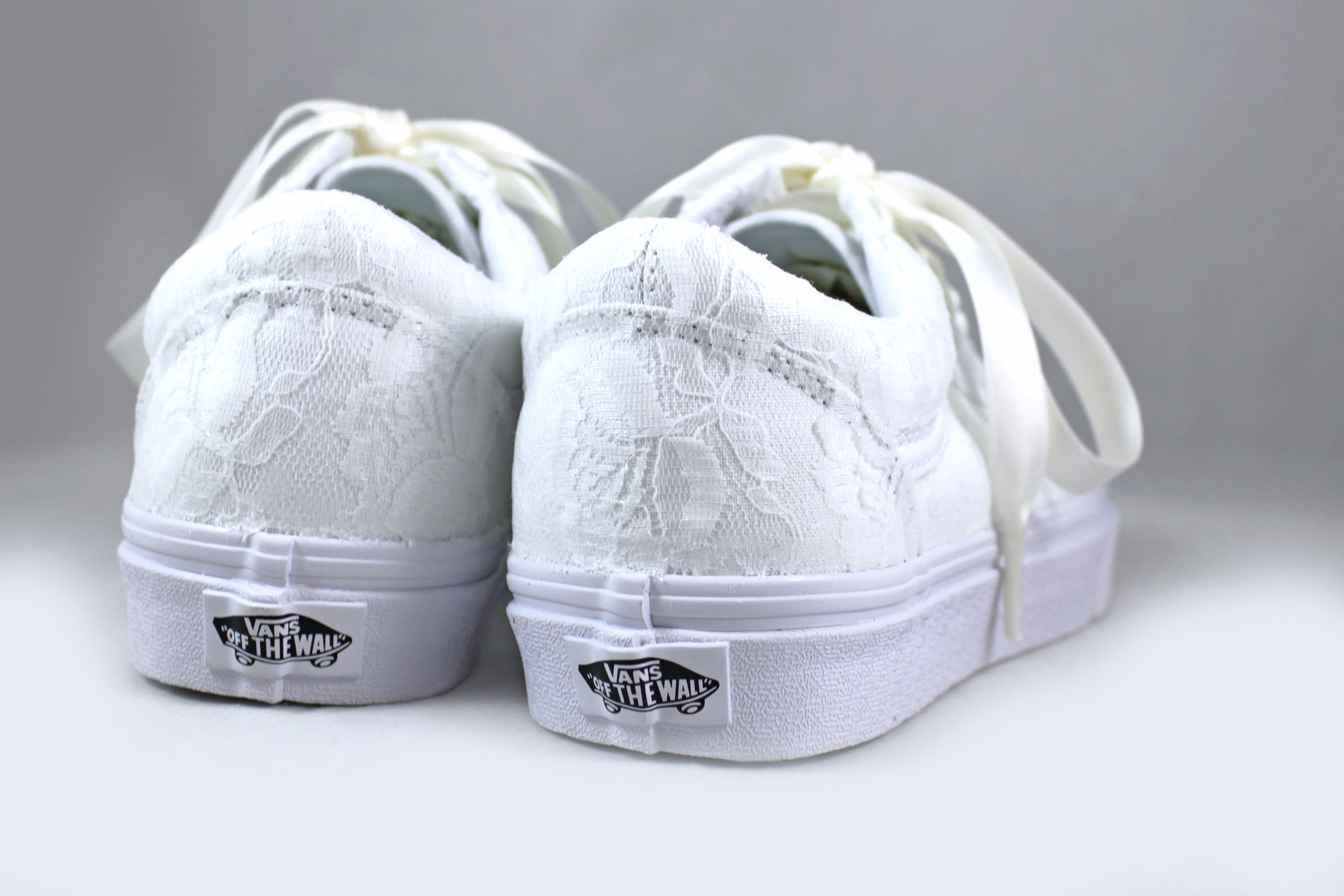 Old Skool White Lace Bridal Vans lace Vans Wedding Tennis - Etsy