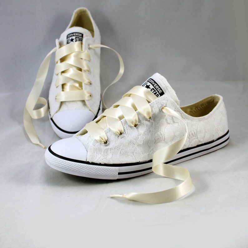 Bridal Converses Lace Converse Wedding Tennis shoes Etsy Bridal Converses Lace Converse Wedding Tennis shoes Etsy