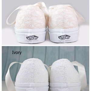 Champagne Or Ivory Lace Bridal Vans Lace Vans Wedding Tennis shoes Wedding Vans image 7