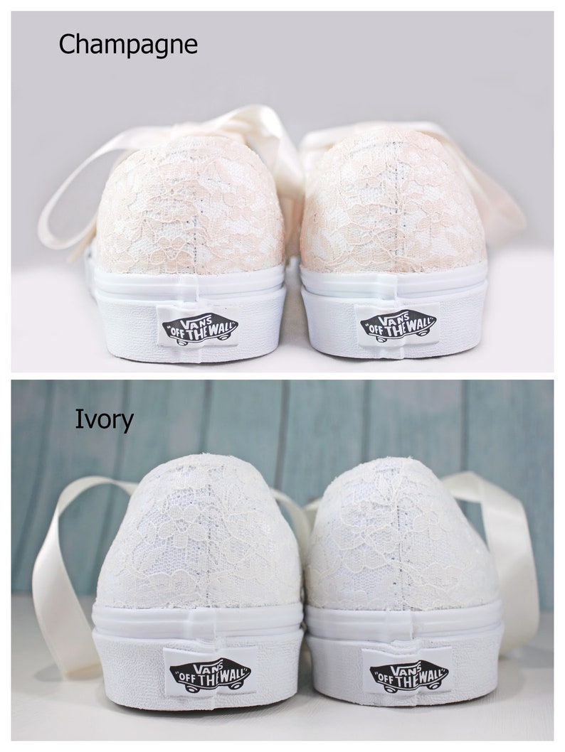 Champagne Or Ivory Lace Bridal Vans Lace Vans Wedding Tennis shoes Wedding Vans image 7