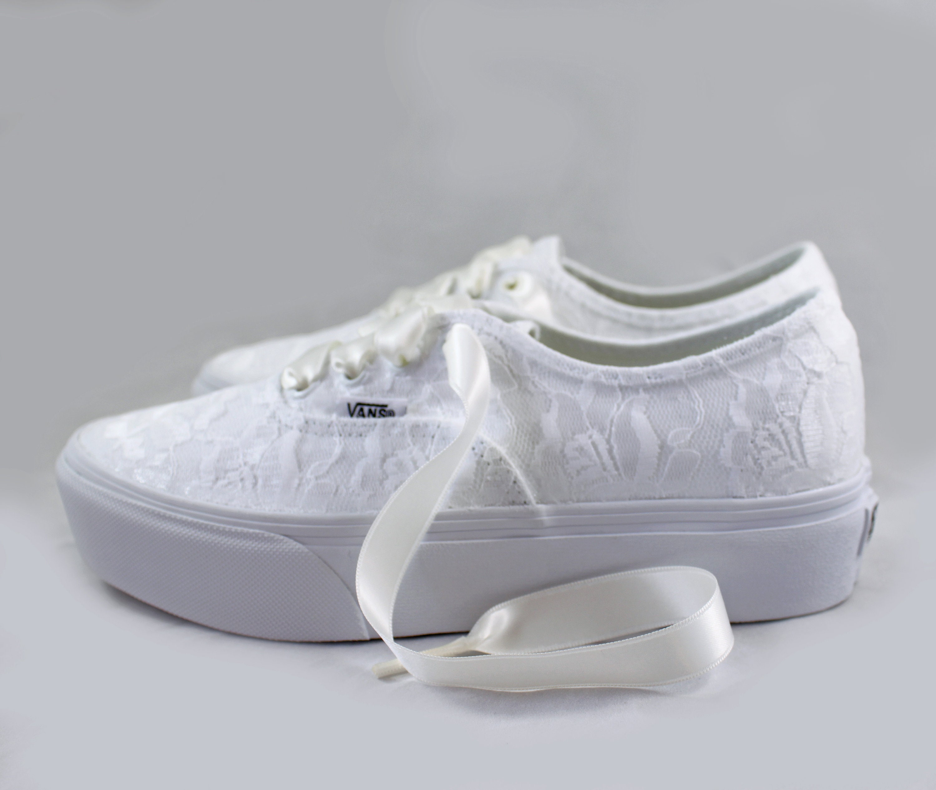 Platform White Lace Bridal Vans --Lace Vans -- Wedding Tennis shoes ...