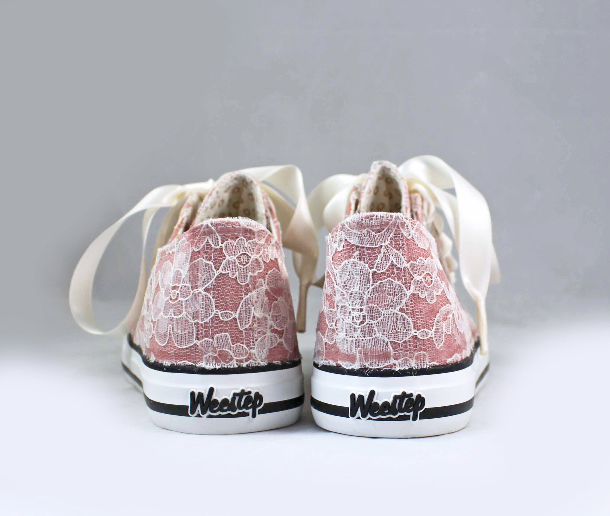 Flower Girl Blush wedding Sneakers Lace wedding sneakers kids