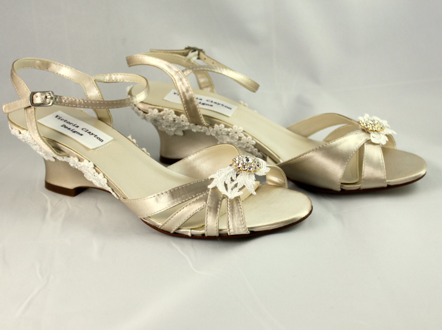 Champagne Wedding wedge Low wedge heels Size 9 Sale