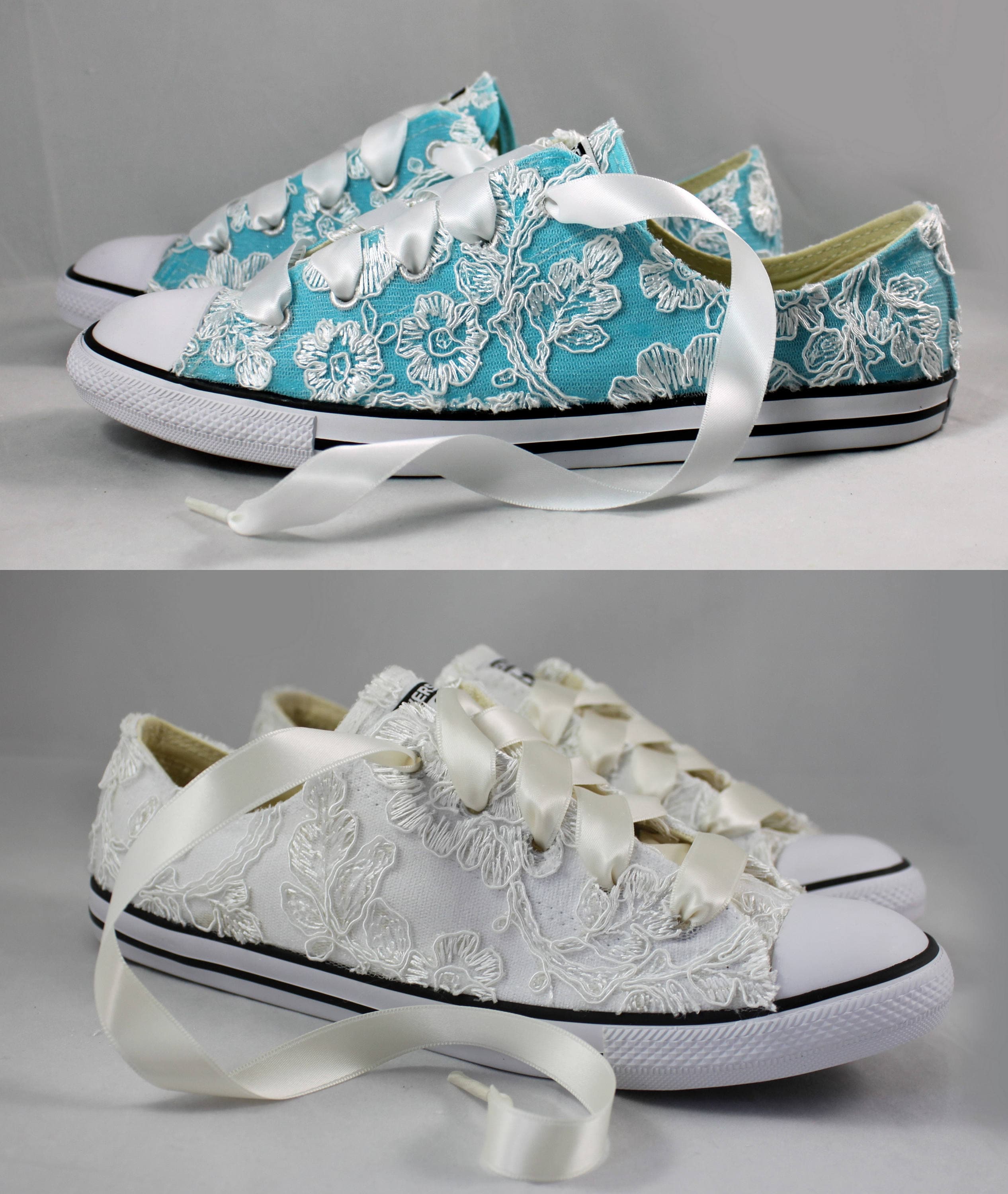 beige converse with flowers