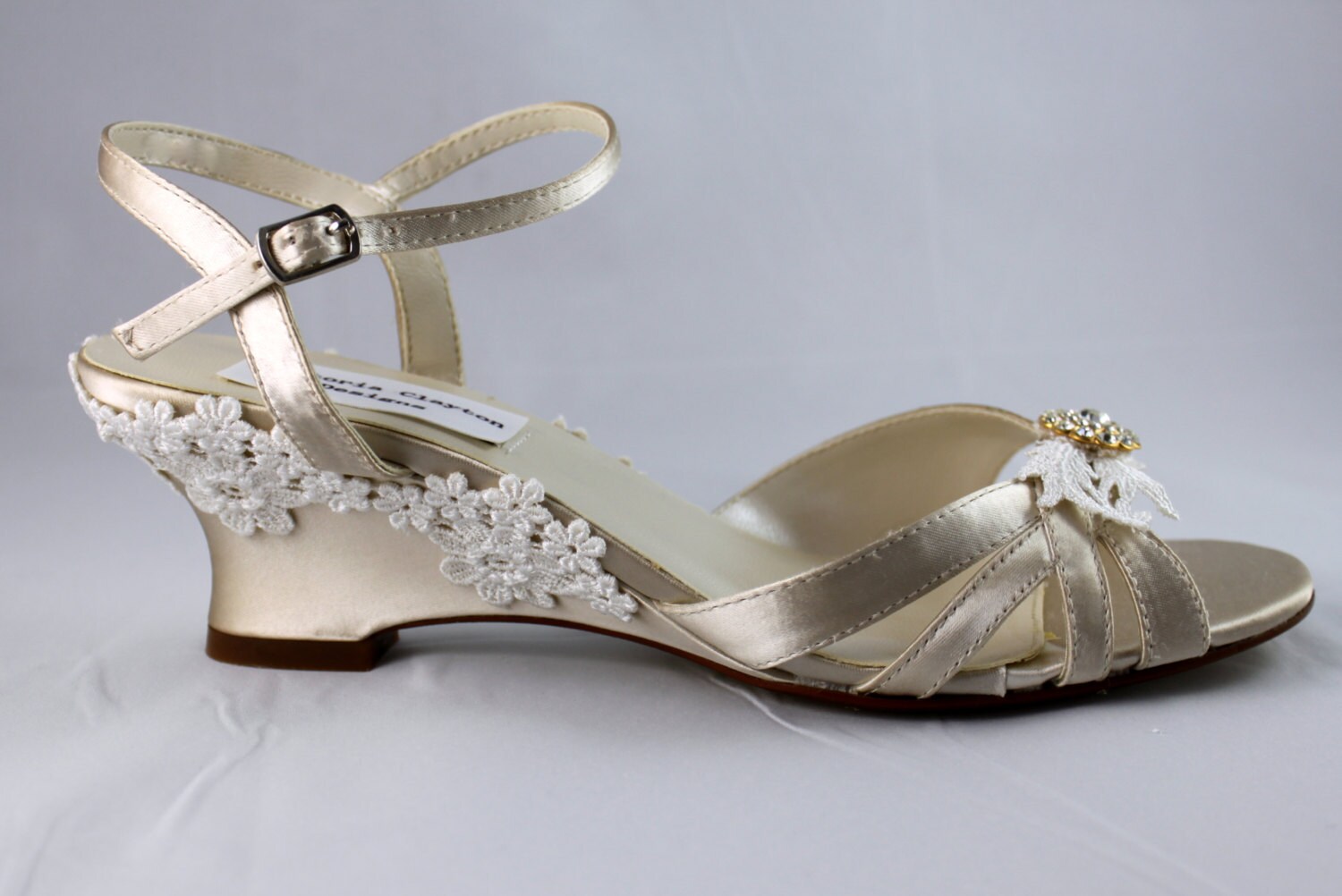 Champagne Wedding wedge Low wedge heels Size 9 Sale