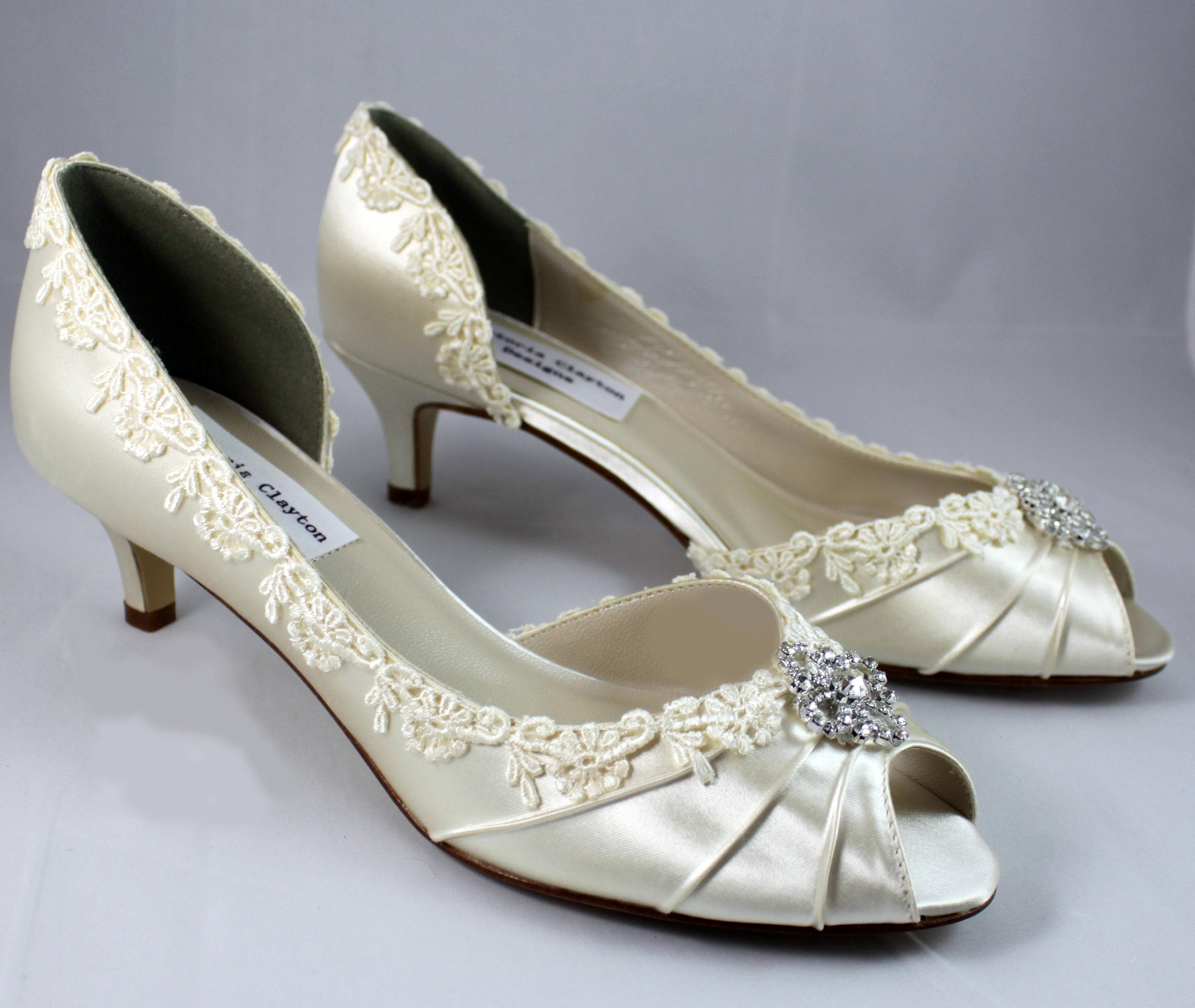 wide ivory heels