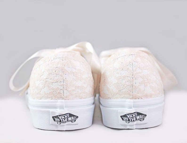 Champagne Or Ivory Lace Bridal Vans Lace Vans Wedding Tennis shoes Wedding Vans image 1