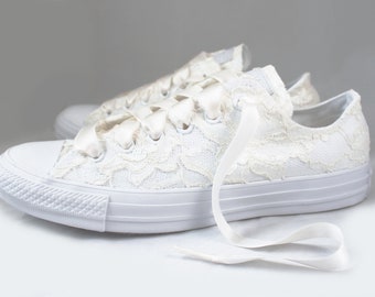 Ivory Bridal Converse --Chantilly Ivory Wedding Converse -- Ivory Customized Converse sneakers wedding