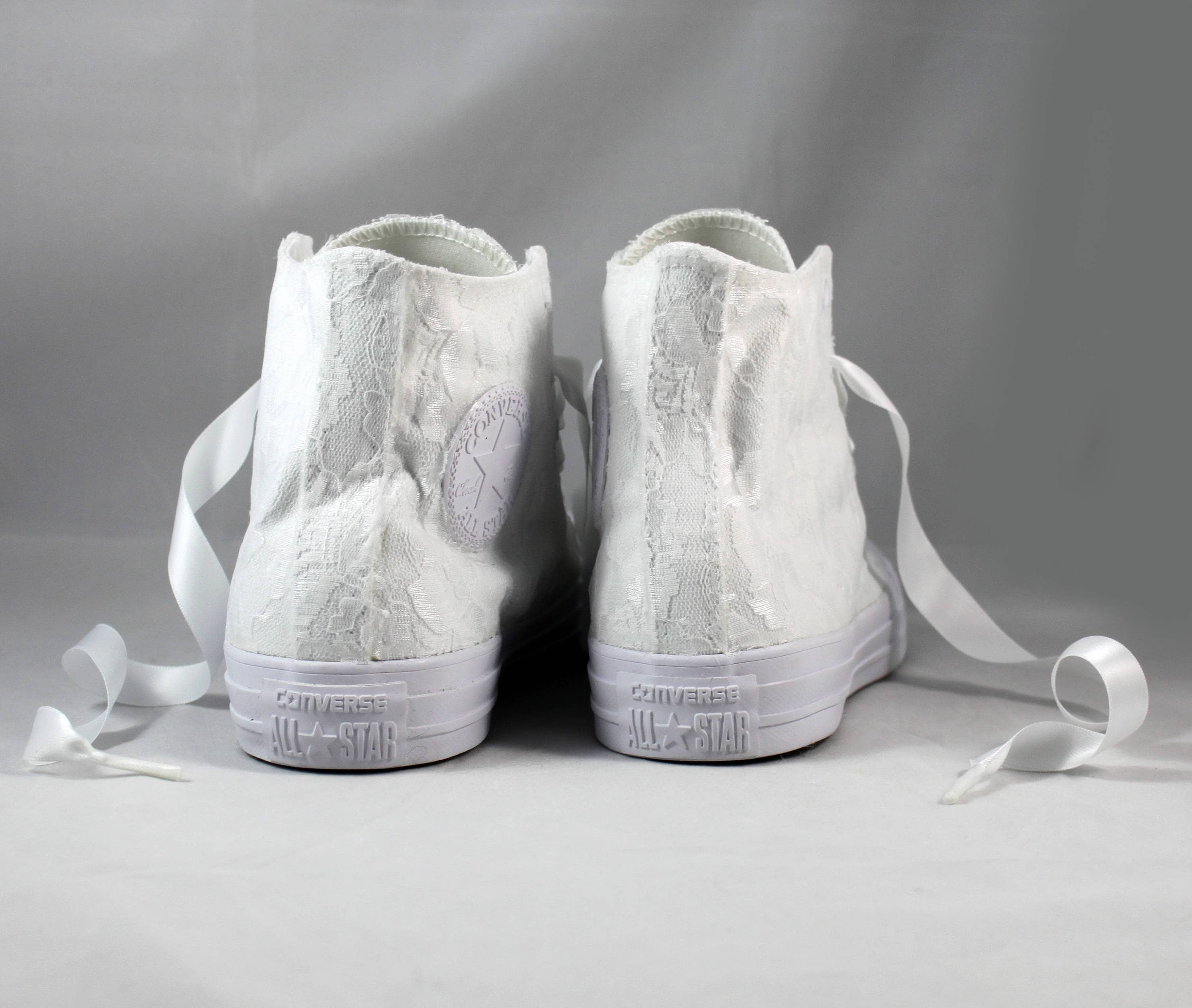 Custom Ivory Lace High Top Converses for Kristina Bridal Converses