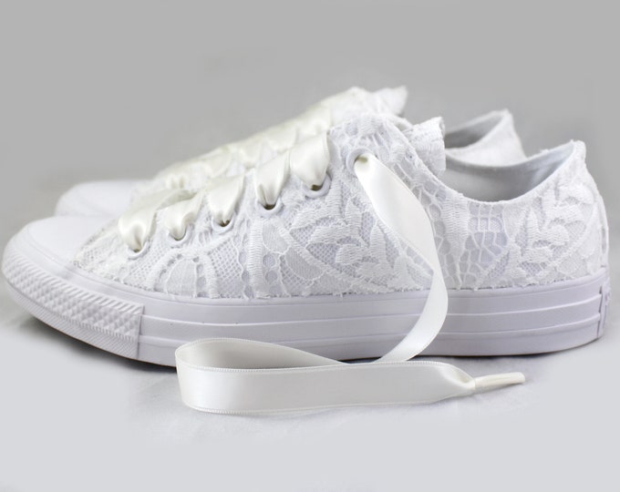 Featured listing image: Art Deco Lace Wedding Converse: Ivory Bridal Sneakers