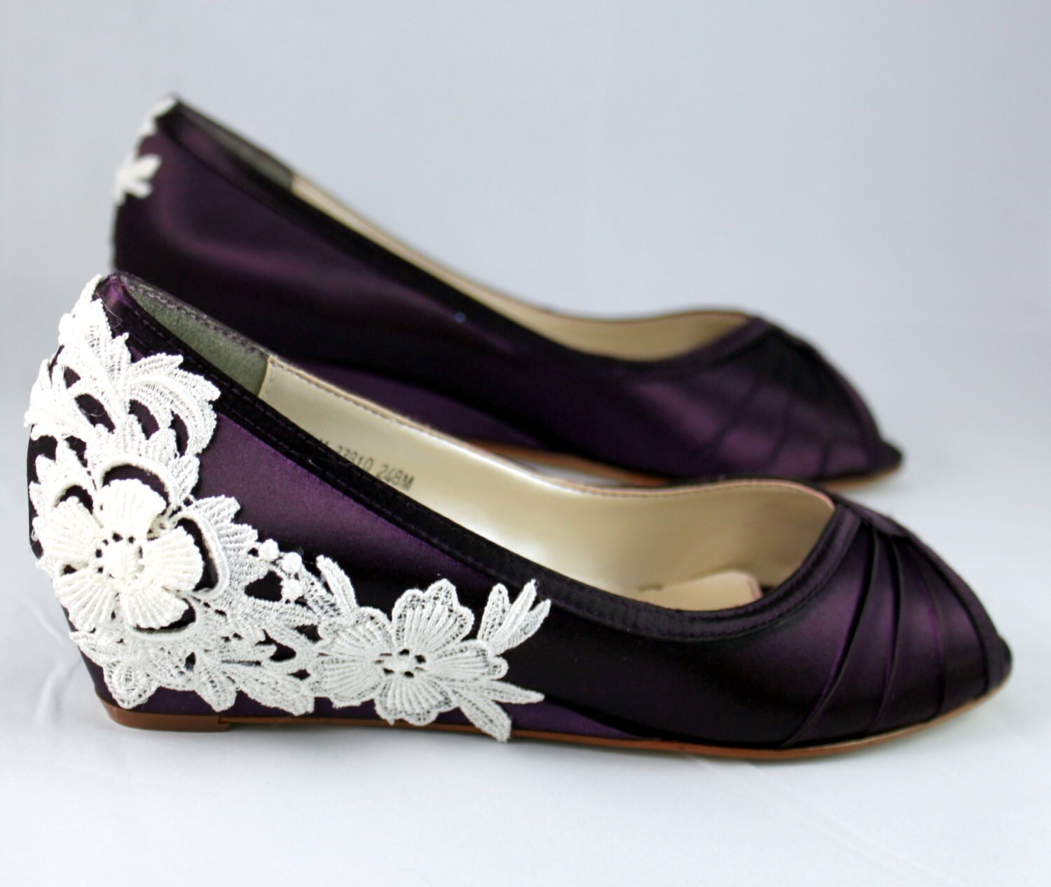 Purple Wedding Shoes Wedge Low heel 1 inch wedge shoes