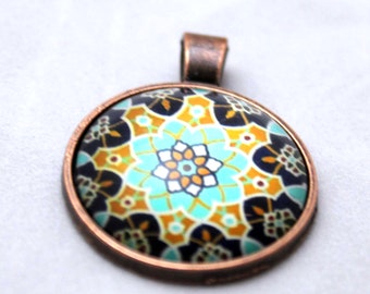 Geometric Shape Necklace  - Copper Glass Copper necklace