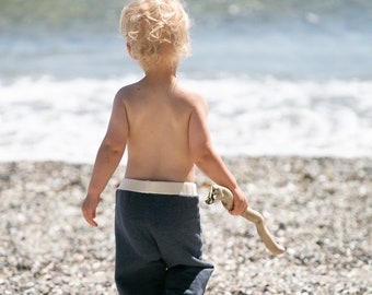 Heather blue baby / toddler sweatpants, fleece, blue pants, fuzzy and soft, organic cotton bamboo blend, blue, heather blue