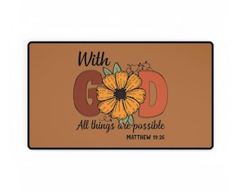 Inspirierende Schreibtischmatte mit Blumenmuster - motivierende Bürodekoration, Geschenk für Studenten, zu Hause oder am Arbeitsplatz, auf Glaubensbasis