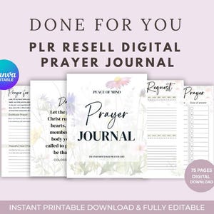 PLR Digital Prayer Journal with  Canva Editable Prayer Journal Template