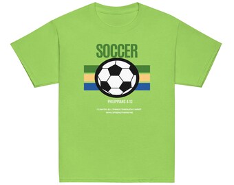 Soccer Stripes Phil 4:13 Youth tee