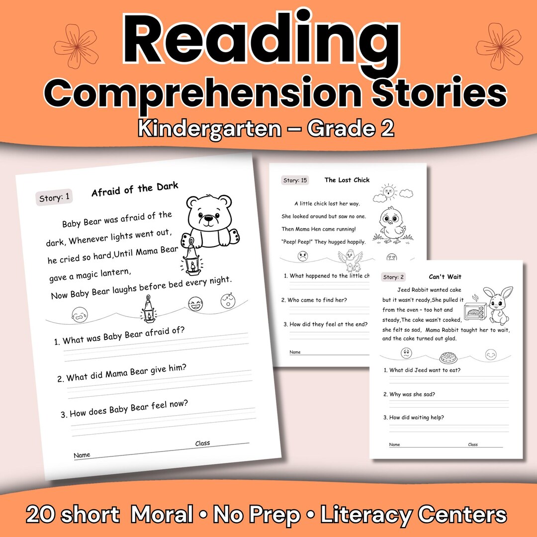 20 Short Reading Comprehension Stories With Questions for Kindergarten ...