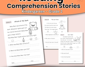 20 Short Reading Comprehension Stories with Questions for Kindergarten and First Grade