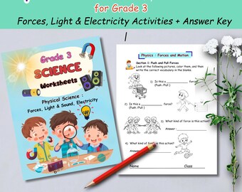 Werkbladen natuurkunde voor groep 3 | Activiteiten krachten, licht en elektriciteit + antwoordsleutel