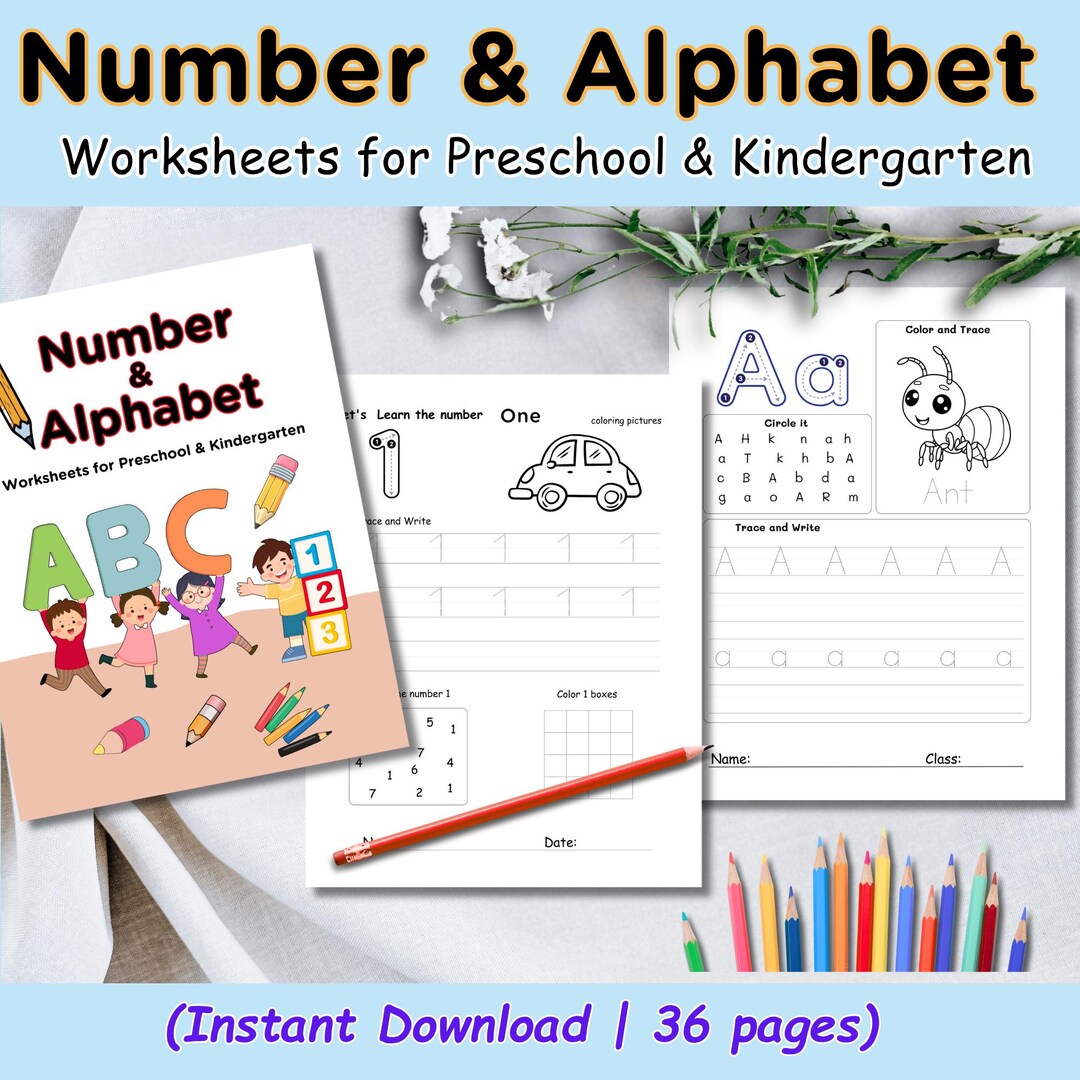 Alphabet & Number Tracing Worksheets for Preschool | Learn to Write A-Z ...