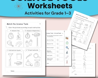 Werkbladen met wetenschappelijke hulpmiddelen voor kinderen | Woordenschatactiviteiten wetenschap | Graad 1–3 afdrukbare pdf
