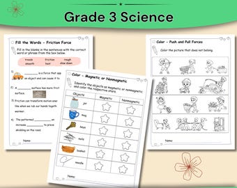 Werkbladen Krachten graad 3 | Push-pull, magneten en wrijving | Science No-Prep printables