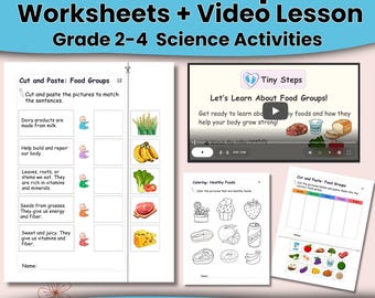 Werkbladen Voedselgroepen | Afdrukbare activiteiten voor de kleuterschool | Eenheid voor gezond eten | Pdf + videoles
