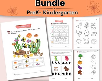 Bundel met werkbladen voor kleuters, pdf | Traceren, tellen, kleuren en logische activiteiten | PreK-kleuterschool