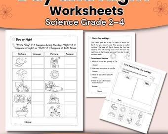 Afdrukbare werkbladen voor dag en nacht | Aarde Zon Maan Wetenschapsactiviteiten leerjaar 2–4 pdf
