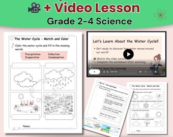 Werkbladen watercyclus leerjaar 2-4 | Wetenschapsactiviteiten | Verdamping Condensatie Neerslag | Afdrukbare les + videoles