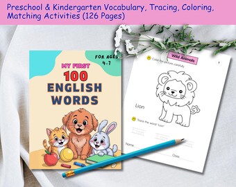 Werkboek eerste 100 Engelse woorden: woordenschat, overtrekken, kleuren (pdf)