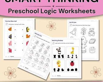 Logica-werkbladen voor kleuters | Slimme denkactiviteiten | 70 pagina's visueel redeneren en matchen
