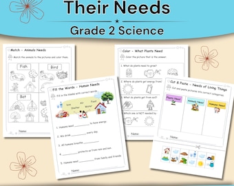 Werkbladen Levende dingen: hun behoeften | Wetenschap van graad 2 | Planten, dieren en mensen | Geen visuele voorbereidende activiteiten