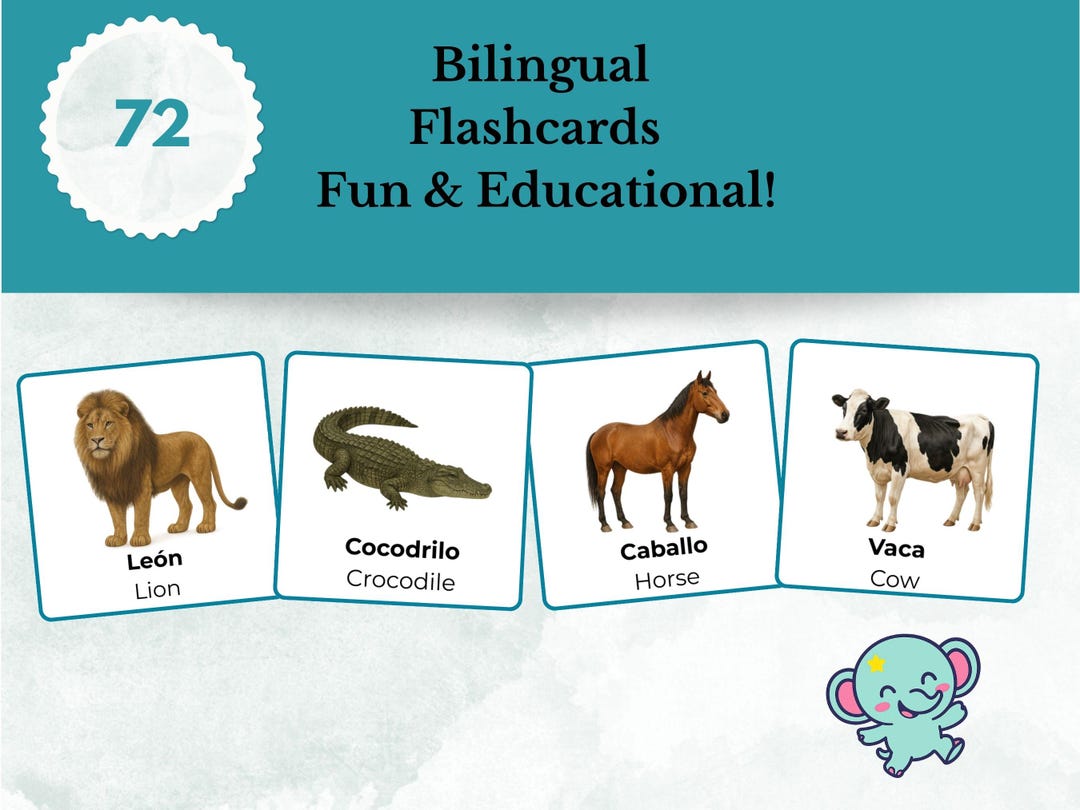 Spanish - English Animal Flashcards | Montessori Realistic Printable ...