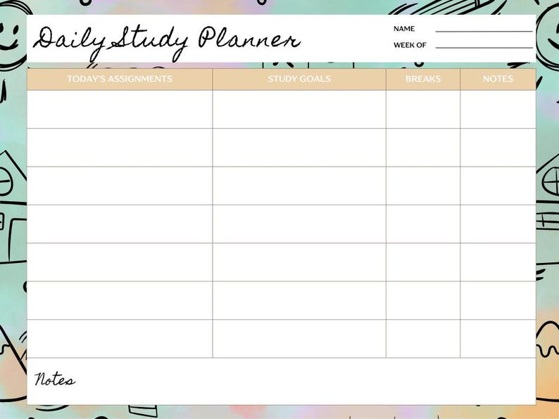 Printable Daily Study Planner | Student Assignment & Goal Tracker ...