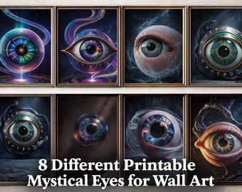 8 Mystical Eye-afdrukbare items voor kunst aan de muur – direct downloaden (Svg, Jpg, Webp, Pdf Cmyk)